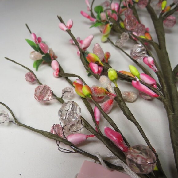 Pink Spring Floral branch with Pip berries loop for hang(with beads and frosted - Picture 6 of 10